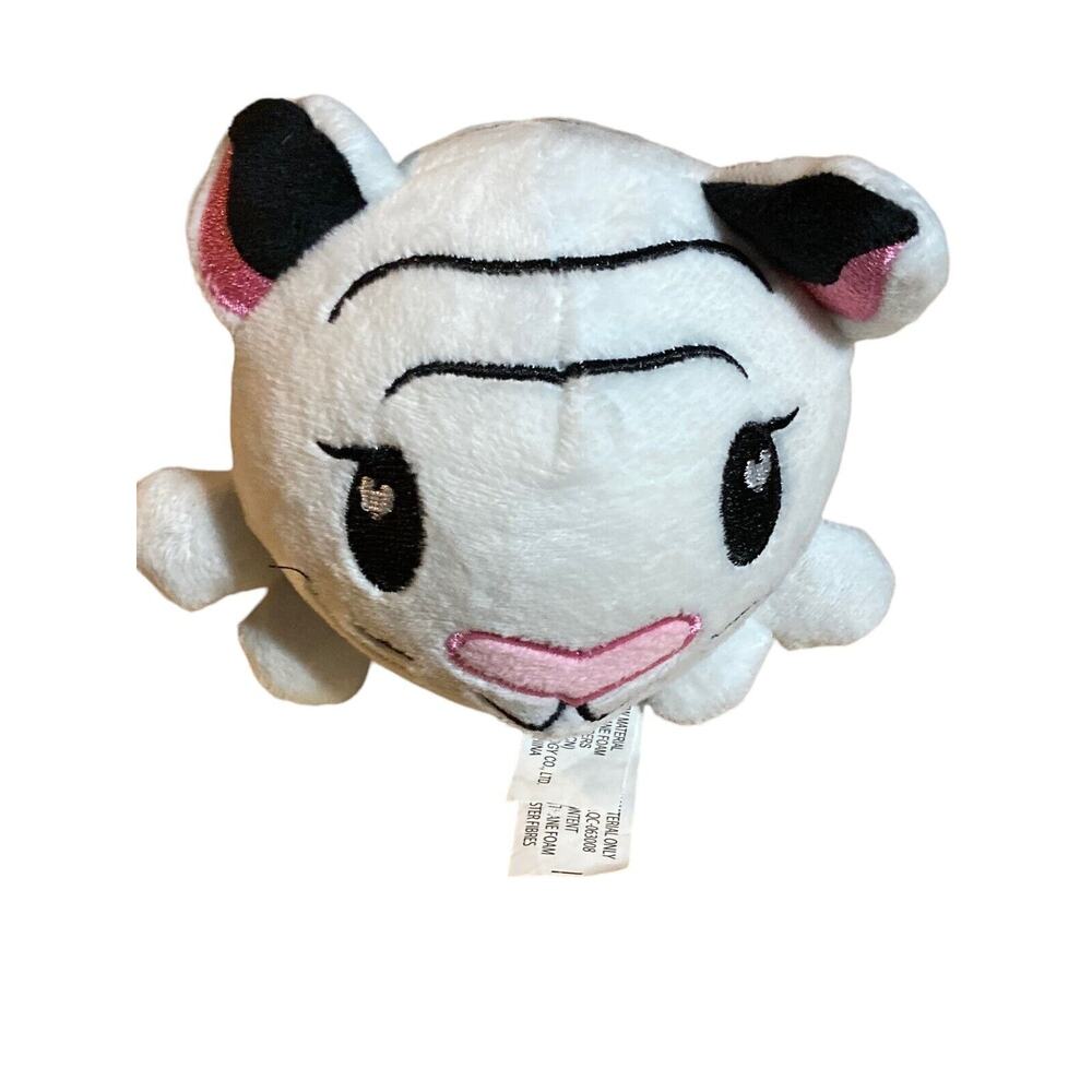 Round Cat Plush Stuffed Animal Happy Pink Black‎ White